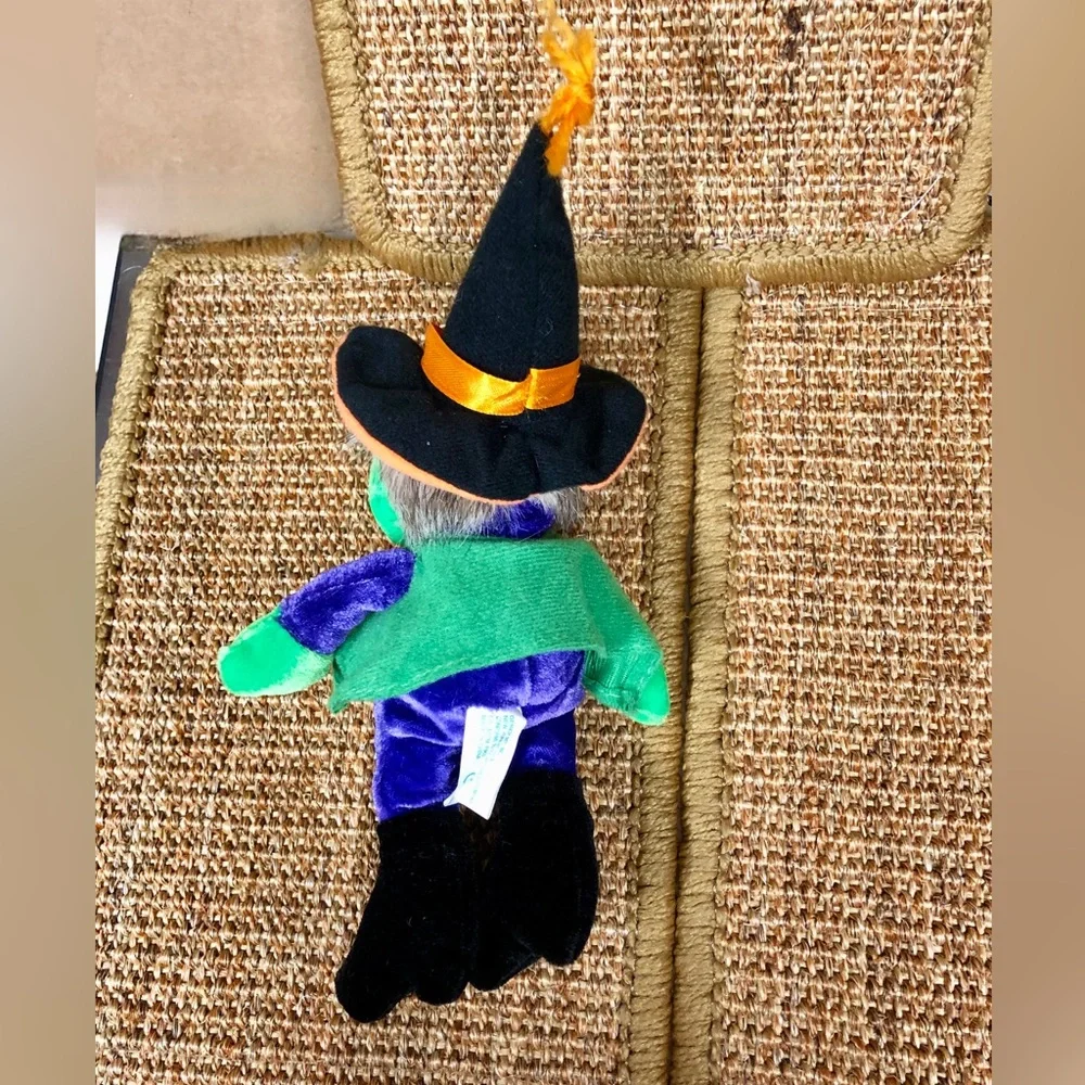 Vintage Halloween Witch Plush Green Purple 8” Genich